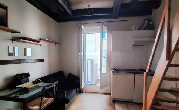 Studio dernier étage avec une terrasse de 4m², couchage en mezzanine, belle hauteur sous plafond